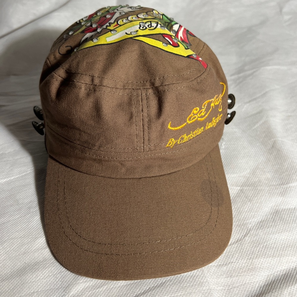 VTG Ed Hardy hat military style with rhinestones and DRAGON 🐉
